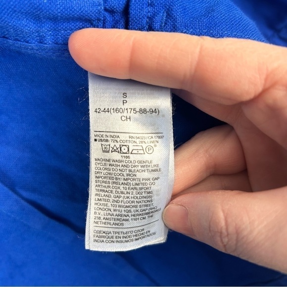 Banana Republic Voltage Blue Cropped French Linen and Cotton Jacket Size S - Picture 7 of 8